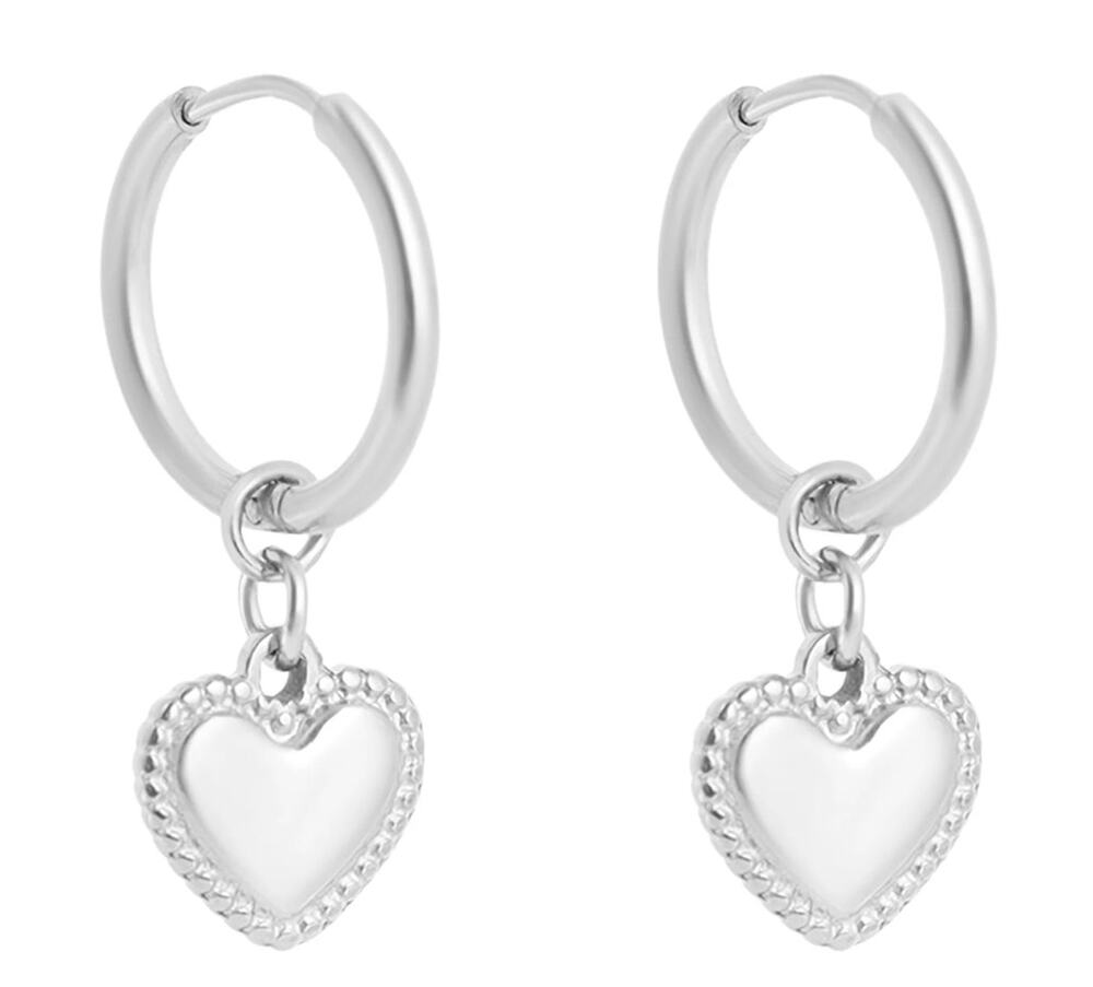 REVOLVE NWT Petite Heart Love Dangle Huggle Hoop Earrings 925 Sterling Silver
